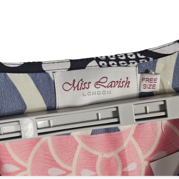 Miss Lavish London Caftan Maxi Dress Free Size Multicolor Patchwork Print NWT - Picture 3 of 5